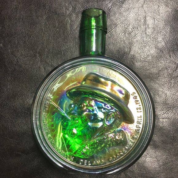 Wheaton 1st Ed. President FRANKLIN DELANO ROOSEVELT Green Glass Bottle Rare - Picture 9 of 14
